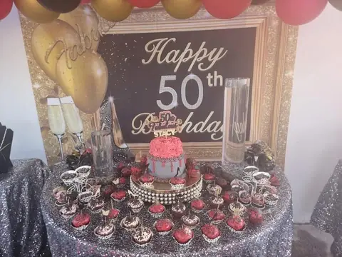 50th birthday dessert table